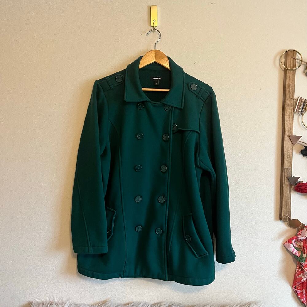 Torrid Fleece Peacoat - Botanical Green - Sz 3